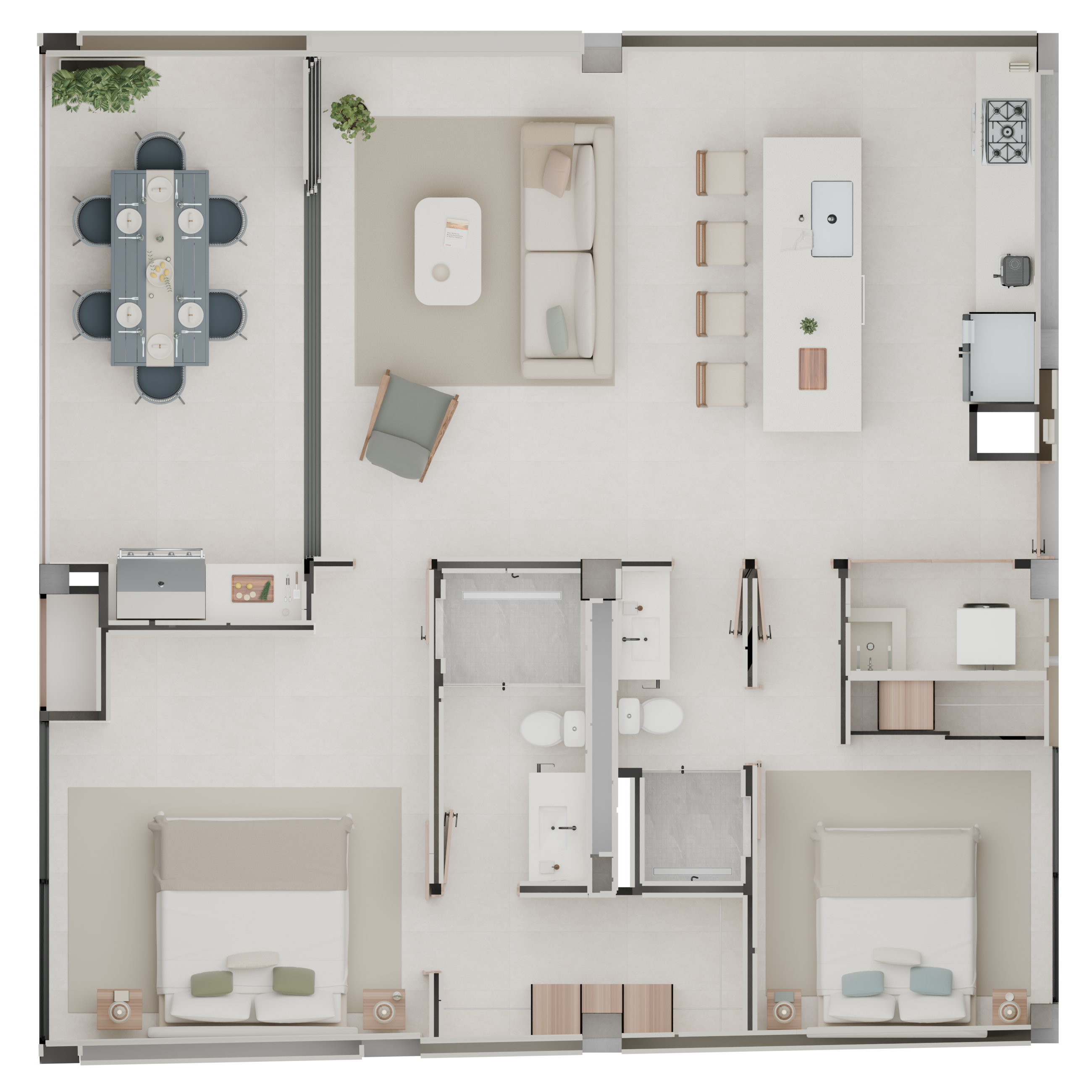 Furnished floor plan of Residence 201